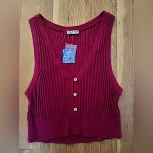 Free People Raspberry Cropped Sweater Tank